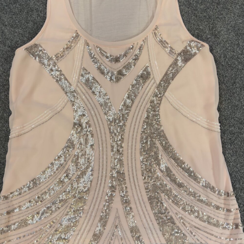 Express Gatsby Style Sequin Pink Tank Size Large